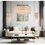 Люстра круглая с хрустальными подвесками на золотистом каркасе Roul Crystal Light варинант исполнения - 11 | Loft Concept в Ижевске