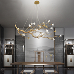 Люстра в виде золотой ветки с цветами Glass Flower Pendant Light варинант исполнения - 5 | Loft Concept в Ижевске