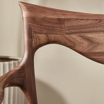 Стул деревянный с мягким сиденьем из коричневой натуральной кожи Moon Walnut Furniture варинант исполнения - 8 | Loft Concept в Ижевске