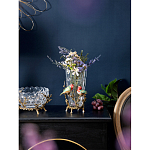 Ваза стеклянная прозрачная с бронзовым основанием в виде ветвей и фарфоровыми птичками Eden Garden варинант исполнения - 4 | Loft Concept в Ижевске