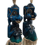 Комплект из 2-х деревянных статуэток Asmat Straw Headdress Statuettes Blue варинант исполнения - 3 | Loft Concept в Ижевске
