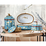 Ваза голубая с крышкой и цветочным узором Genuine Chinese Classics варинант исполнения - 3 | Loft Concept в Ижевске