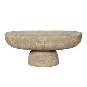 Столик кофейный кремового цвета с овальной столешницей и круглым основанием Cream Dalmen Table