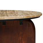 Кофейный столик с круглой столешницей на 2-х массивных деревянных ножках Tandem Travertine and Wood варинант исполнения - 3 | Loft Concept в Ижевске