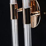 Бра с круглым основанием золотого цвета и двумя вертикальными плафонами Hex Scaffold варинант исполнения - 5 | Loft Concept в Ижевске