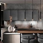 Подвесной светильник с узким цилиндрическим плафоном и золотым металлическим декором Concrete Pipe варинант исполнения - 8 | Loft Concept в Ижевске