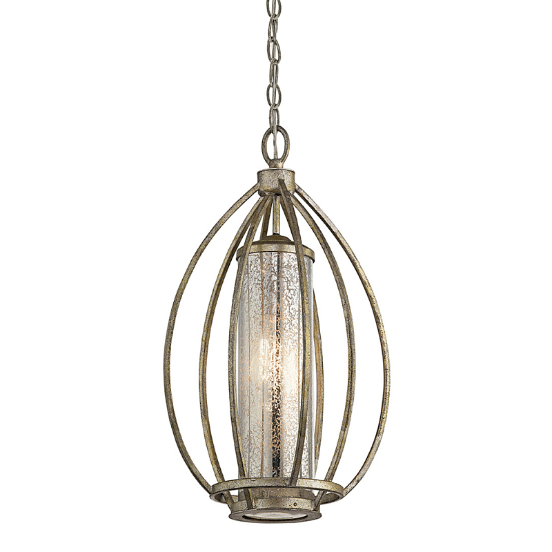 Подвесной светильник овальной формы с цилиндрическим плафоном в цвете сусальное серебро Kichler Серебро винтаж в Ижевске | Loft Concept 