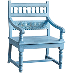 Деревянное кресло из массива манго с резным декором Eutropio Grey Mango Chair Blue варинант исполнения - 1 | Loft Concept в Ижевске