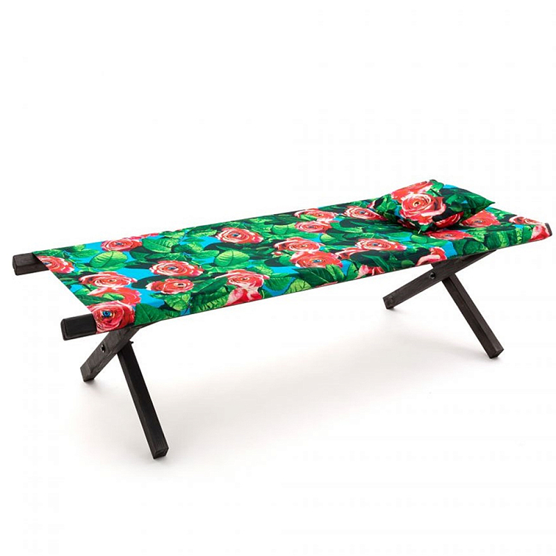 Шезлонг Seletti Poolbed Roses Черный Розовый Зеленый в Ижевске | Loft Concept 