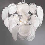 Люстра из белых стеклянных дисков на серебрянном каркасе White Glowing Reflectors варинант исполнения - 7 | Loft Concept в Ижевске