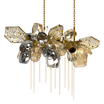 Люстра подвесная с 22-мя гранёными стеклянными плафонами с вертикальными подвесками Gilded Mirage  варинант исполнения - 1 | Loft Concept в Ижевске