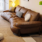 Диван кожаный с каркасом из массива дерева Medieval Furniture варинант исполнения - 4 | Loft Concept в Ижевске