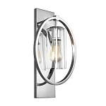 Бра цвета хром с круглой рамой и цилиндрическим прозрачным стеклянным плафоном на прямоугольном основании Feiss варинант исполнения - 1 | Loft Concept в Ижевске