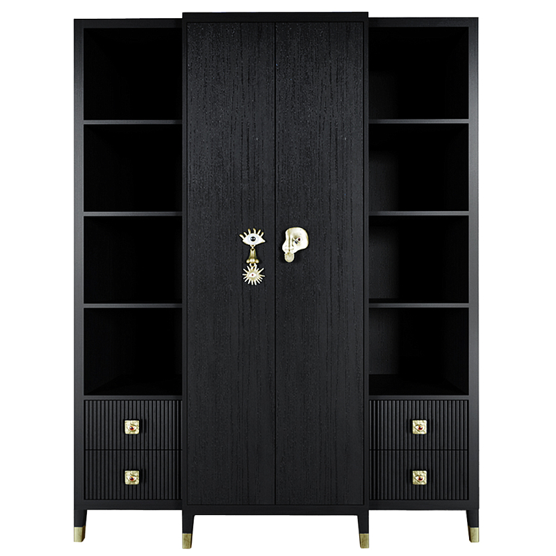 Большой шкаф с витриной Elsa Dreams Black Черный Золотой в Ижевске | Loft Concept 