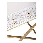 Приставной столик с выдвижным ящиком  White Table Carved Pattern варинант исполнения - 5 | Loft Concept в Ижевске