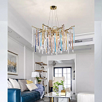 Люстра на подвесе с каркасом из металла и цветными подвесками из стекла Droplet Chandelier варинант исполнения - 1 | Loft Concept в Ижевске