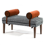 Банкетка Banquette PIED DE POULE Orange с принтом гусиная лапка Оранжевые валики варинант исполнения - 3 | Loft Concept в Ижевске