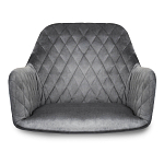 Барный стул со спинкой и подлокотниками на 4-х деревянных ножках Douglas Rhombus Серый Велюр варинант исполнения - 3 | Loft Concept в Ижевске