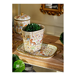 Кашпо с растительным и животным орнаментом на бронзовых ножках Turquoise Blooming Garden варинант исполнения - 8 | Loft Concept в Ижевске