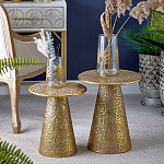 Журнальный столик с конусообразной основой и текстурной поверхностью золотого цвет Ethnic Metal варинант исполнения - 5 | Loft Concept в Ижевске