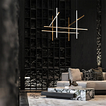 Люстра с 8-ю пересекающимися цилиндрическими плафонами на тонких тросах Trumpet tube варинант исполнения - 8 | Loft Concept в Ижевске