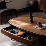 Кофейный стол овальный из дерева с 2-мя ящиками Coffee Walnut Table варинант исполнения - 7 | Loft Concept в Ижевске