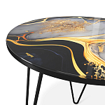 Стол журнальный с круглой столешницей из стекла Gold and Black Marble варинант исполнения - 3 | Loft Concept в Ижевске