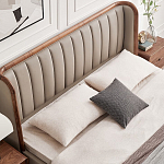 Кровать двуспальная с мягким изголовьем Moon Walnut Bed варинант исполнения - 5 | Loft Concept в Ижевске