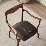 Стул деревянный с мягким сиденьем из коричневой натуральной кожи Moon Walnut Furniture варинант исполнения - 10 | Loft Concept в Ижевске