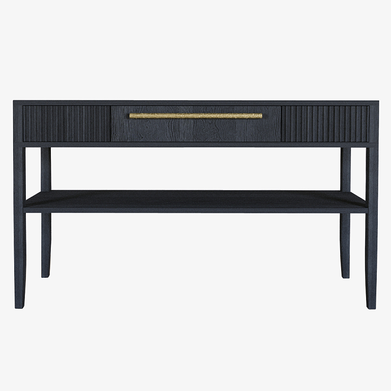 Дизайнерская Консоль с полкой и ящиком Primo Черный дуб Черный Золотой в Ижевске | Loft Concept 