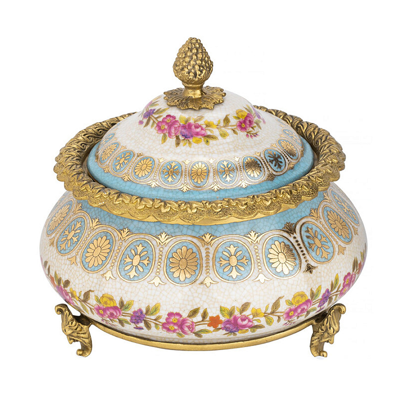 Шкатулка фарфоровая с цветочной росписью Eden Garden Бронза Мульти в Ижевске | Loft Concept 