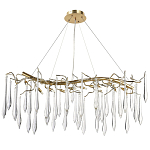 Линейная люстра с хрустальными подвесками в виде капель Droplet Crystal Gold Linear Chandelier 12 варинант исполнения - 1 | Loft Concept в Ижевске