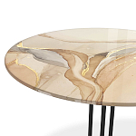 Стол журнальный круглый с бежевой столешницей из стекла Beige Marble варинант исполнения - 3 | Loft Concept в Ижевске