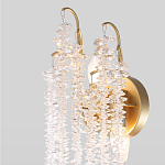 Бра с хрустальными прозрачными подвесками и круглым основанием золотого цвета FAIRYTREE Light варинант исполнения - 3 | Loft Concept в Ижевске