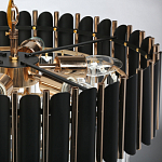 Люстра из черного металла с многоярусными подвесками из прозрачного хрусталя на золотой цепи Empire Black Chandelier Crystal варинант исполнения - 11 | Loft Concept в Ижевске