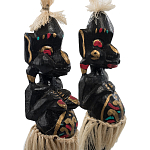 Комплект из 2-х деревянных статуэток Asmat Straw Headdress Statuettes Multicolor варинант исполнения - 5 | Loft Concept в Ижевске