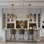 Люстра подвесная круглая с овальными подвесками из стекла дымчатого цвета Harlow Crystal Round варинант исполнения - 6 | Loft Concept в Ижевске