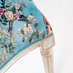 Стул из массива бука бирюзовый с изображением птиц и цветов Turquoise Beige Chinoiserie Birds Garden Chair варинант исполнения - 4 | Loft Concept в Ижевске