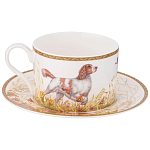 Чайная пара из фарфора с изображением собаки и зайцев 300 мл Hunting Porcelain Collection 2 варинант исполнения - 1 | Loft Concept в Ижевске