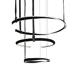 Люстра подвесная с 3-мя кольцами из кожаных ремней черного цвета Half Ring Horizontal  варинант исполнения - 1 | Loft Concept в Ижевске