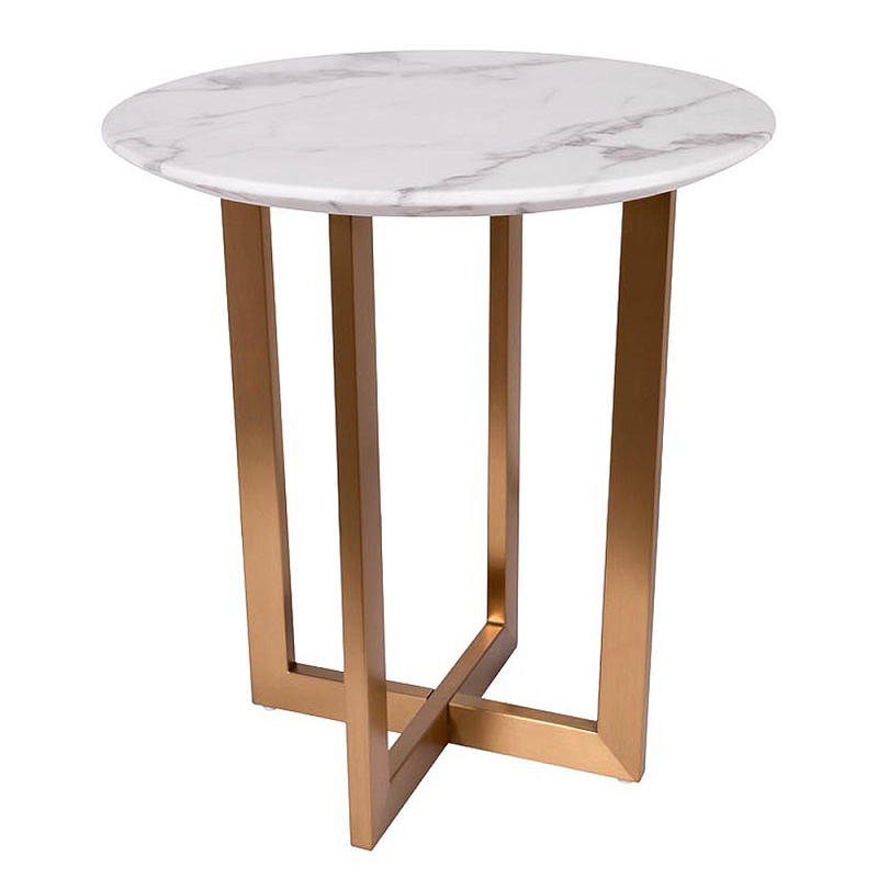 Столик журнальный круглый с белый столешницей Marsali Coffee Table Белый Золотой Столик журнальный круглый с белый столешницей Marsali Coffee Table Белый Золотой в Ижевске | Loft Concept