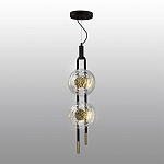 Подвесной светильник с 2-мя прозрачными стеклянными плафонами и золотистыми центральными вставками Virelia  варинант исполнения - 4 | Loft Concept в Ижевске