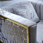 Кресло велюровое серое с фактурным каркасом золотистого цвета Best Traits варинант исполнения - 3 | Loft Concept в Ижевске