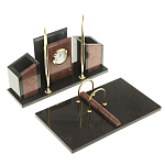 Настольный письменный набор из лемезита и змеевика с часами Royal Accessory варинант исполнения - 2 | Loft Concept в Ижевске