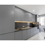 Прямой серый кухонный гарнитур с фрезерованным фасадом Idelle Kitchen Set варинант исполнения - 3 | Loft Concept в Ижевске