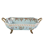 Блюдо прямоугольное из голубого фарфора с ручками и рисунком птиц и цветов Blue Garden варинант исполнения - 1 | Loft Concept в Ижевске