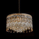 Люстра круглая с хрустальными подвесками на золотистом каркасе Roul Crystal Light варинант исполнения - 4 | Loft Concept в Ижевске