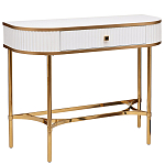 Консоль с ящиком белая с золотом Textured White Console with Gold варинант исполнения - 1 | Loft Concept в Ижевске
