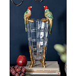 Ваза из прозрачного стекла с бронзовыми ножками и фигурками попугаев Eden Garden porcelain and bronze варинант исполнения - 1 | Loft Concept в Ижевске