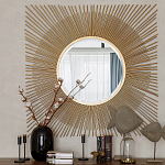 Зеркало-солнце круглое с золотыми лучам Sunrise варинант исполнения - 2 | Loft Concept в Ижевске